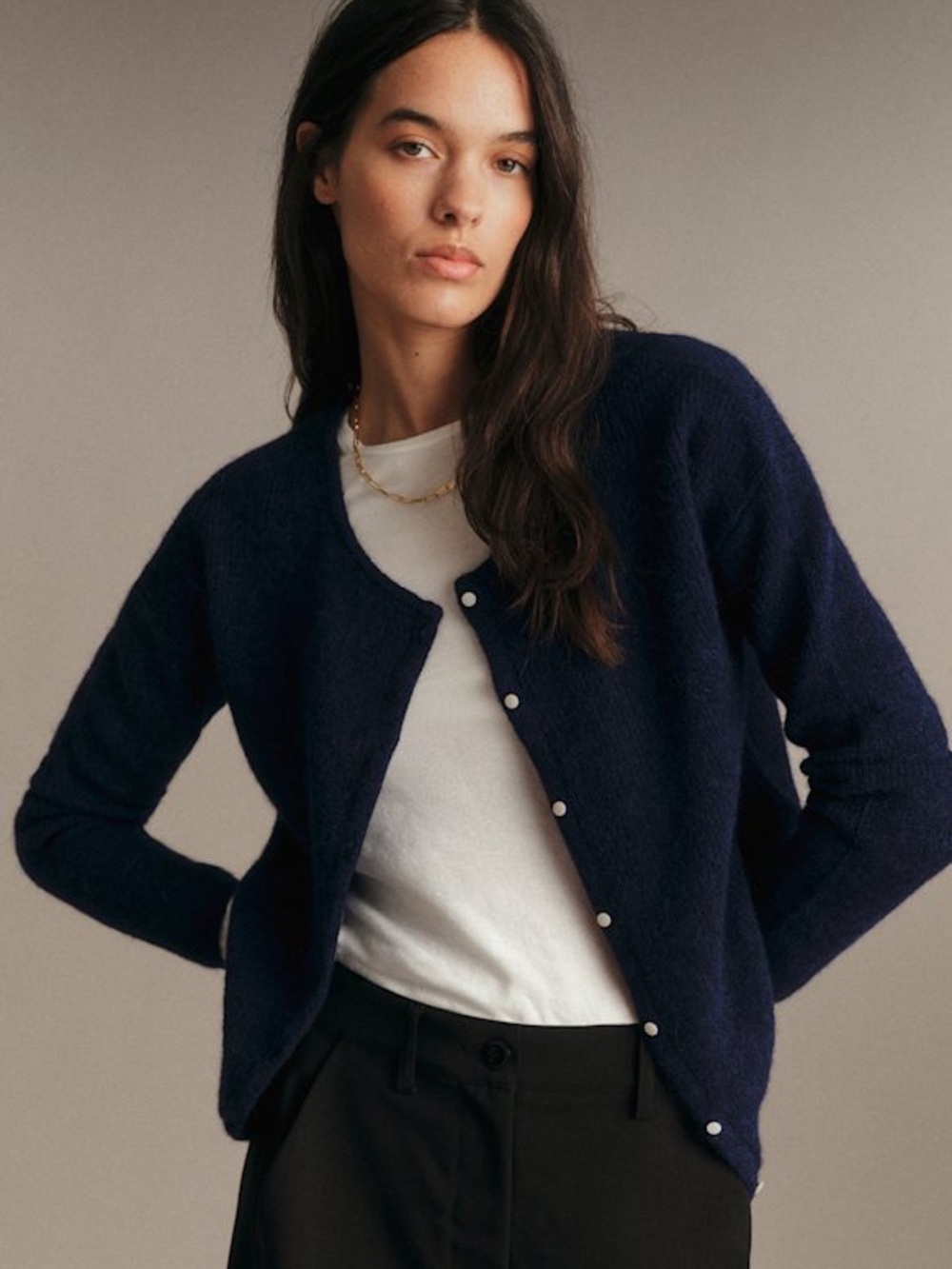 Sezane Gaspard Cardigan Sweater in Navy Blue Size XXS or US 0